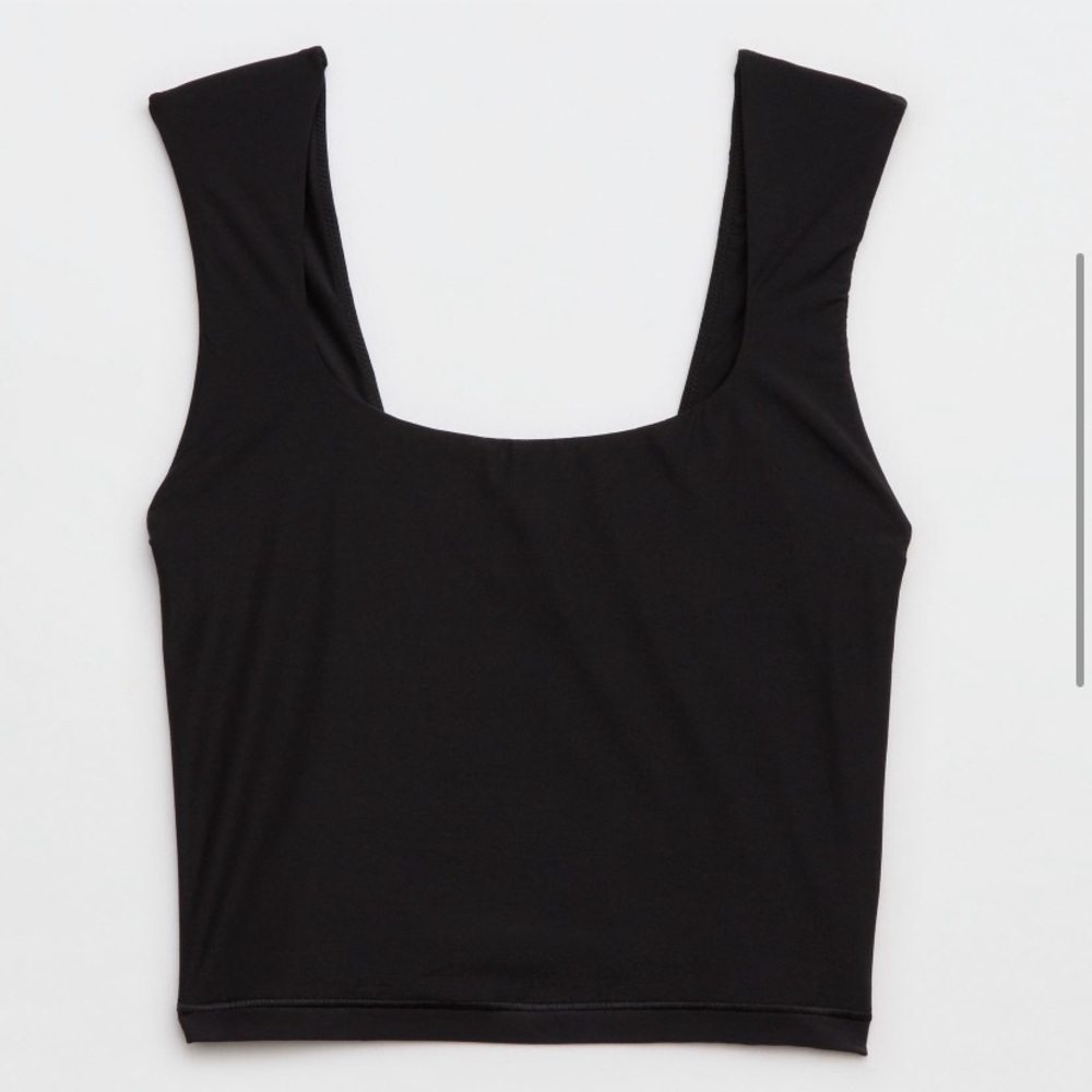 Aerie Black Fitted Crop Tank Top